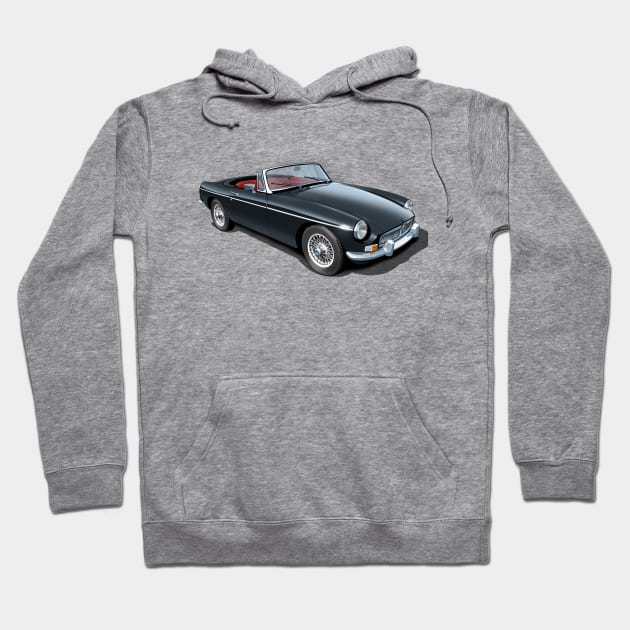 MGB Roadster in black Hoodie by candcretro